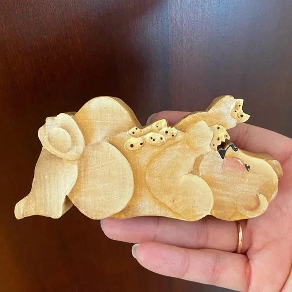 Lot of 4 Folk Art Hand Painted Bear & Duck Wood Decor Artist Signed D. Martin - Picture 6 of 12